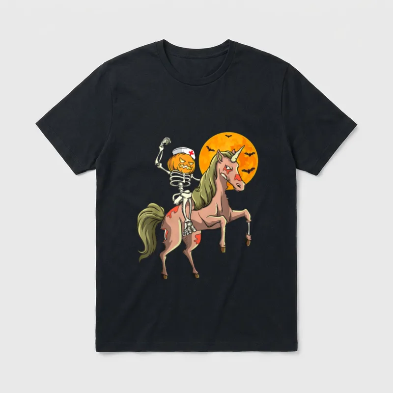 Zombie Unicorn Nurse Skeleton T-Shirt – Classic T-Shirt in Black