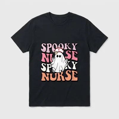 Groovy Retro Halloween Costume Spooky Nurse T-Shirt – Classic T-Shirt in Black