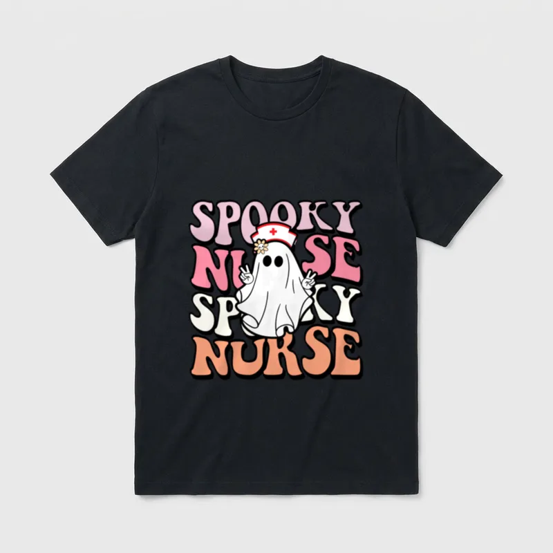 Groovy Retro Halloween Costume Spooky Nurse T-Shirt – Classic T-Shirt in Black