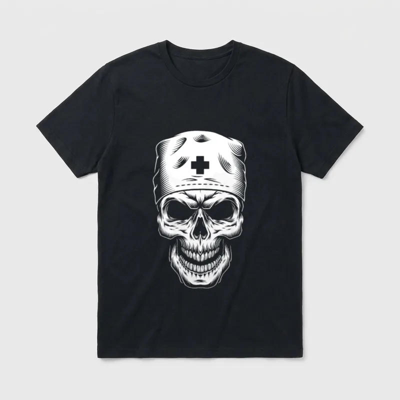 Nurse Skeleton Lazy Halloween Costume Cool T-Shirt – Classic T-Shirt in Black