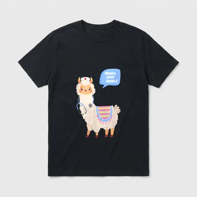Wound Cute Llama Care Nurse T-Shirt – Classic T-Shirt in Black