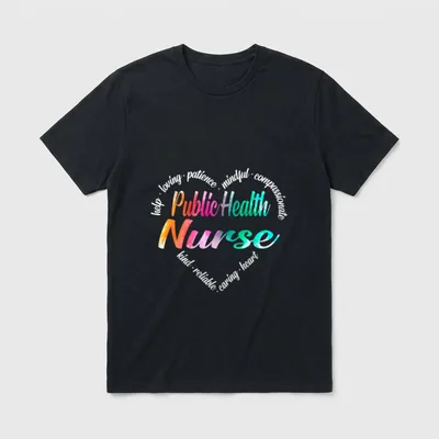 Public Health Nurse Heart Word Cloud T-Shirt – Classic T-Shirt in Black