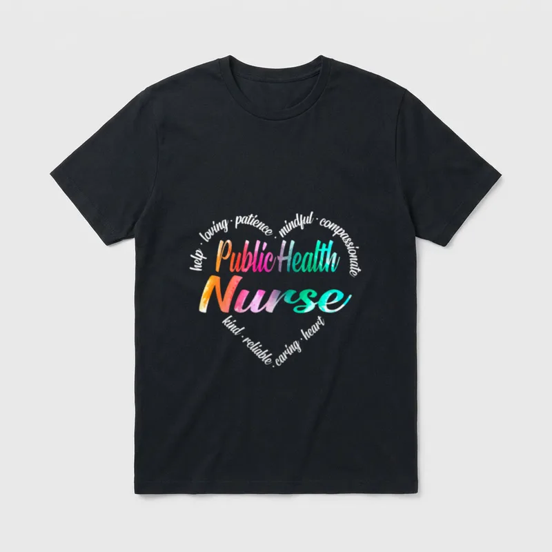 Public Health Nurse Heart Word Cloud T-Shirt – Classic T-Shirt in Black