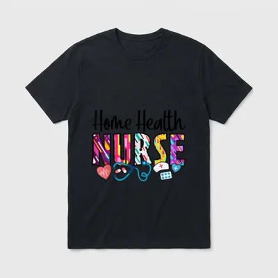 Heart Stethoscope Home Health Nurse T-Shirt – Classic T-Shirt in Black