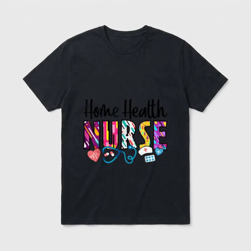 Heart Stethoscope Home Health Nurse T-Shirt – Classic T-Shirt in Black