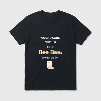 WOUND CARE NURSE LPN RN CLOTHES T-Shirt – Bandage graphic with text fixin boo boos is what we do – Classic T-Shirt in Black