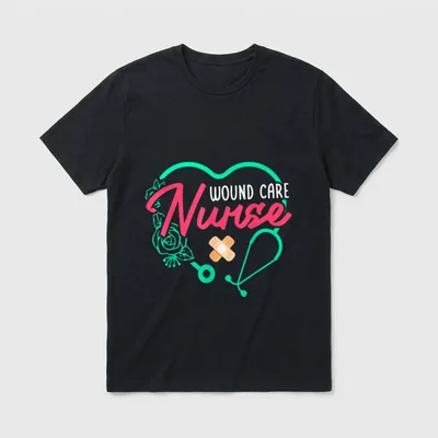 Wound Care Nurse Heart Stethoscope T-Shirt – Classic T-Shirt in Black