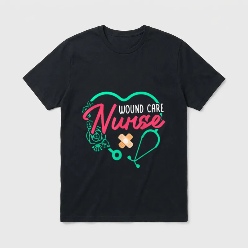 Wound Care Nurse Heart Stethoscope T-Shirt – Classic T-Shirt in Black