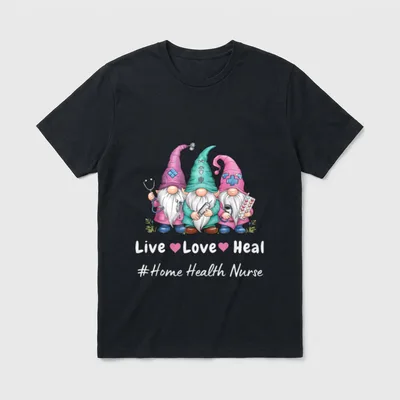 Gnome Live Love Heal Home Health T-Shirt – Classic T-Shirt in Black