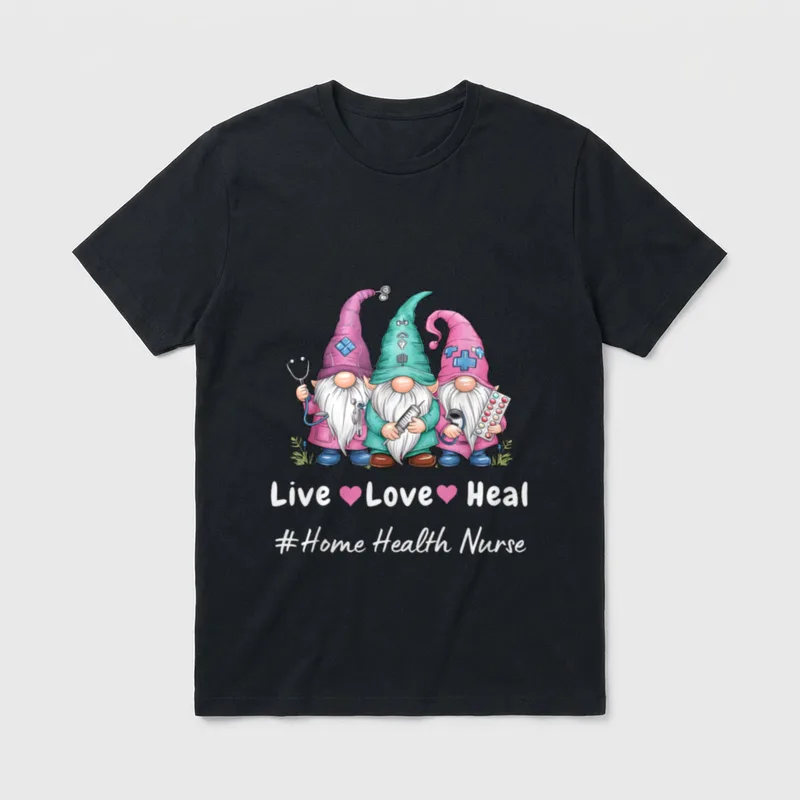 Gnome Live Love Heal Home Health T-Shirt – Classic T-Shirt in Black