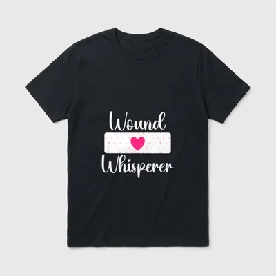 Wound Whisperer Care Nurse Nurse Proud T-Shirt – Wound Whisperer with polka dot bandage and heart – Classic T-Shirt in Black