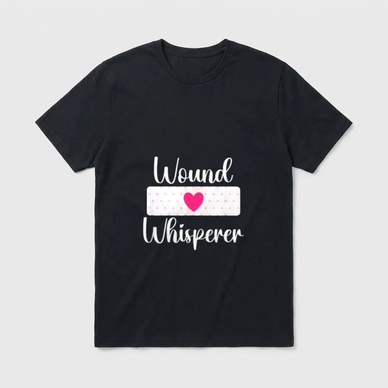 Wound Whisperer Care Nurse Nurse Proud T-Shirt – Wound Whisperer with polka dot bandage and heart – Classic T-Shirt in Black