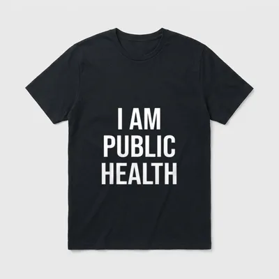 Healthcare Nursing Epidemiology I Am Public T-Shirt – Bold white text stating “I AM PUBLIC HEALTH” – Classic T-Shirt in Black