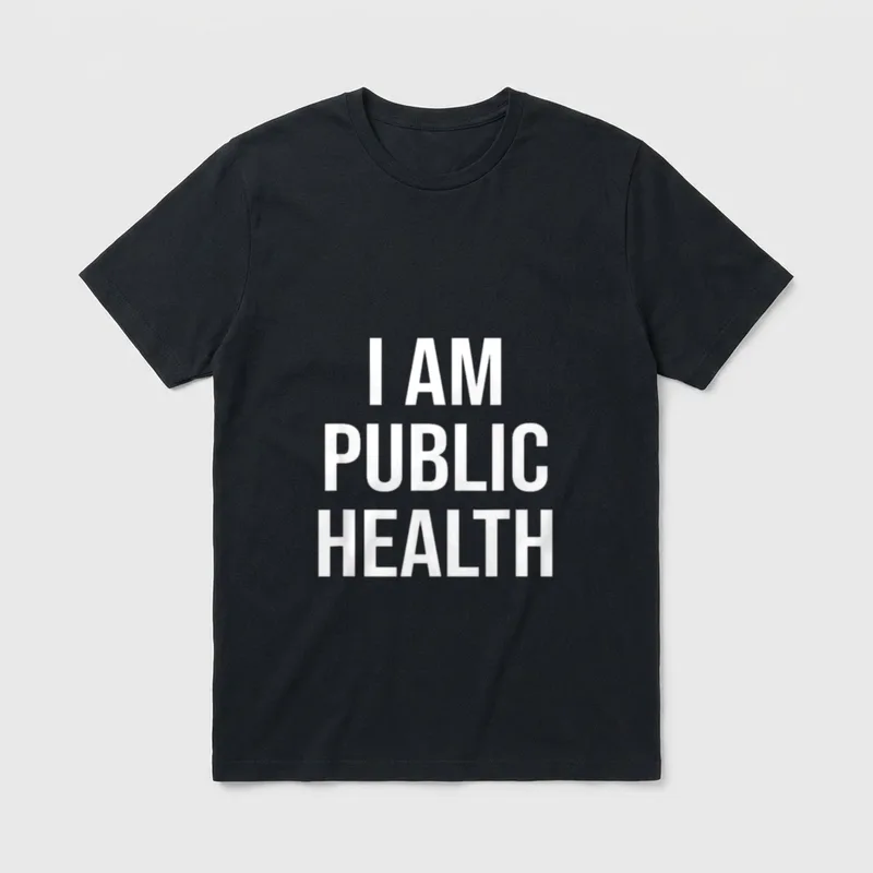 Healthcare Nursing Epidemiology I Am Public T-Shirt – Bold white text stating “I AM PUBLIC HEALTH” – Classic T-Shirt in Black