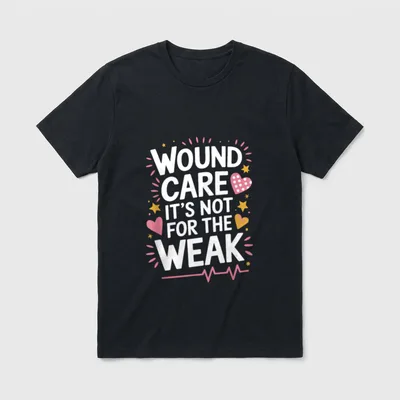 WOCN Ostomy Nursing T-Shirt – “WOUND CARE IT’S NOT FOR THE WEAK” – Classic T-Shirt in Black