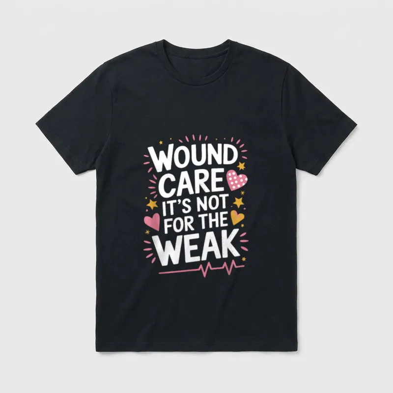 WOCN Ostomy Nursing T-Shirt – “WOUND CARE IT’S NOT FOR THE WEAK” – Classic T-Shirt in Black