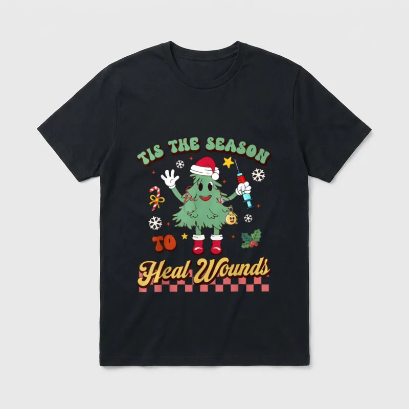 Season Heal Wound Care Nurse Christmas T-Shirt – Classic T-Shirt in Black