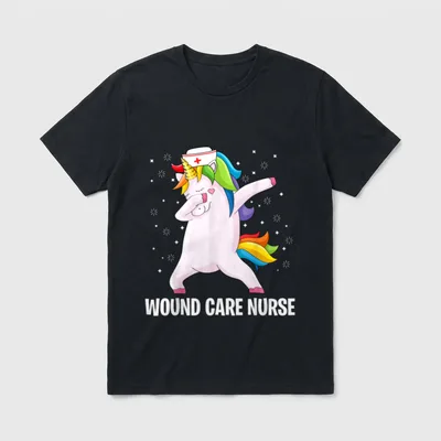 Dabbing Unicorn Funny Wound Care Nurse T-Shirt – Classic T-Shirt in Black