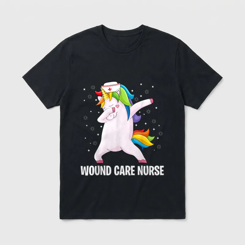 Dabbing Unicorn Funny Wound Care Nurse T-Shirt – Classic T-Shirt in Black