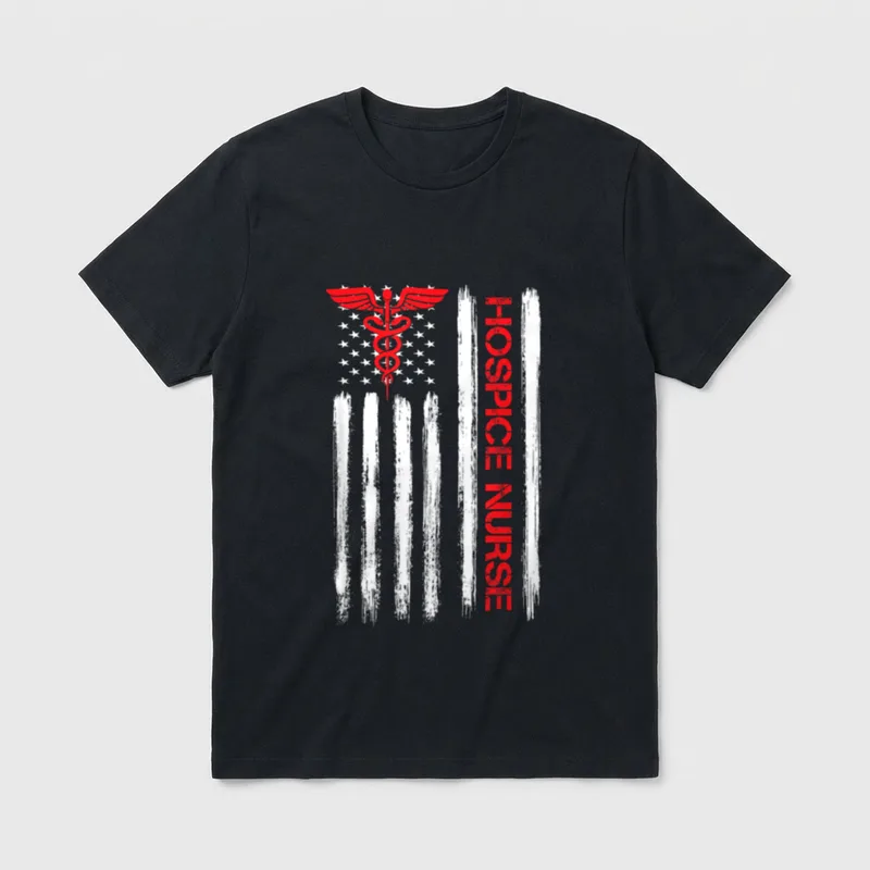 American Flag Hospice Nurse End T-Shirt – Classic T-Shirt in Black