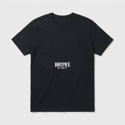 Hospice Nurse Squad T-Shirt – Hospice lettering with a pink cross and squad arrow graphic – Classic T-Shirt in Black