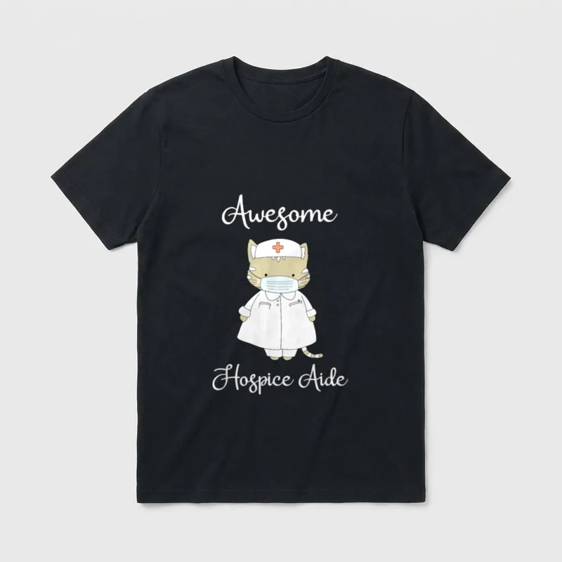 Nurse Love Awesome Cat Hospice Aide T-Shirt – Classic T-Shirt in Black