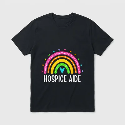 Hospice Aide Medical Nursing Rainbow Care T-Shirt – Classic T-Shirt in Black