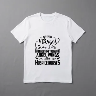 Registered Hospice Nurse T-Shirt – Stethoscope, nurse cap, angel wings, and hospice nurse quote – Classic T-Shirt in Black