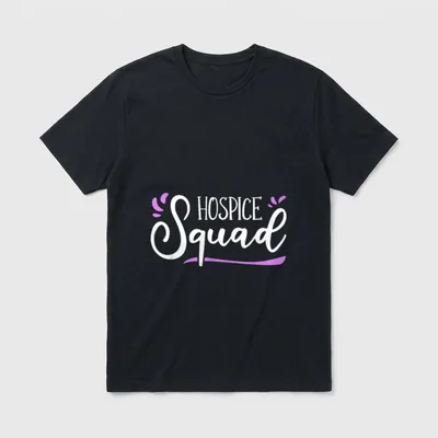 Hospice Nurse Squad Classic T-Shirt – White Hospice Squad lettering with purple accents – Classic T-Shirt in Black