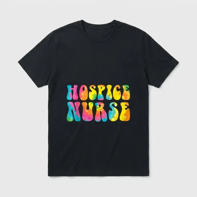 Hospice Nurse Reads T-Shirt – Wavy colorful letters reading HOSPICE NURSE – Classic T-Shirt in Black