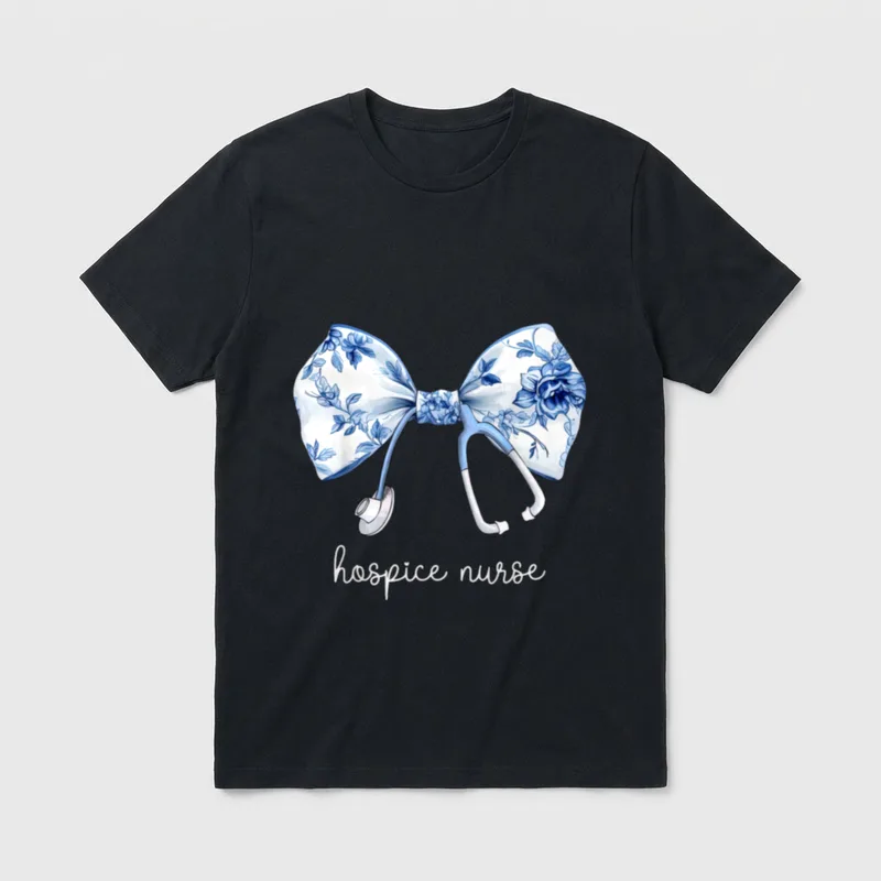 Stethoscope Coquette Bow Hospice Nurse Aide T-Shirt – Classic T-Shirt in Black