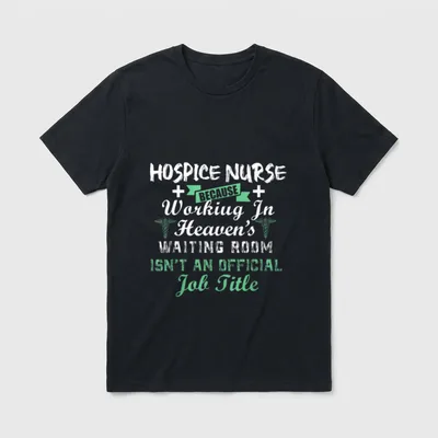 Cute Hospice Nurse T-Shirt – Hospice nurse quote about heaven's waiting room with caduceus art – Classic T-Shirt in Black