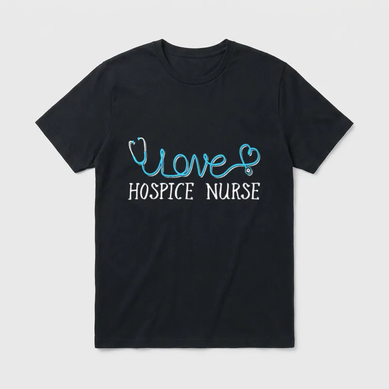 Hospice Nurse Stethoscope Scripted with Love T-Shirt – Classic T-Shirt in Black