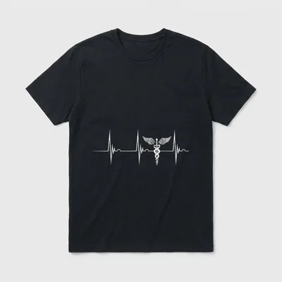 ICU Nurse Medical Symbol Heartbeat ECG T-Shirt – Classic T-Shirt in Black
