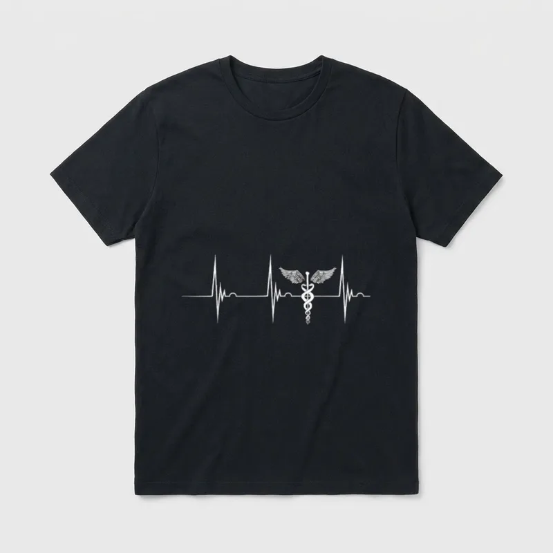 ICU Nurse Medical Symbol Heartbeat ECG T-Shirt – Classic T-Shirt in Black
