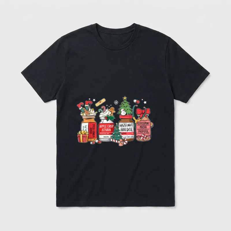 Christmas Nurse Funny Peppermint Mocha Propofol T-Shirt – Classic T-Shirt in Black