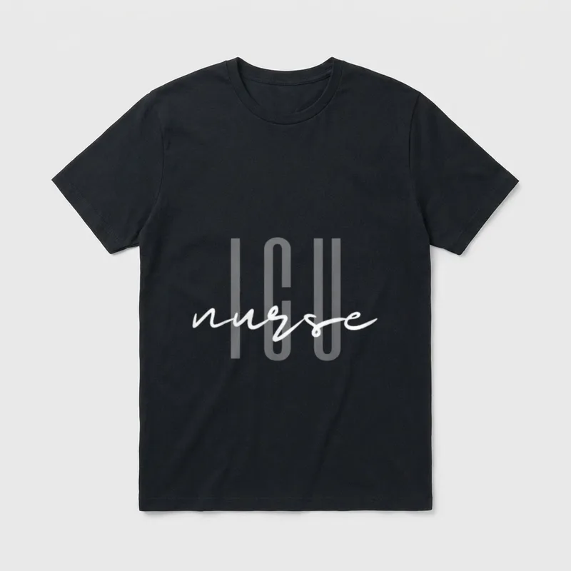 ICU Nurse Intensive Care Unit T-Shirt – The words ICU in block letters and nurse in script – Classic T-Shirt in Black