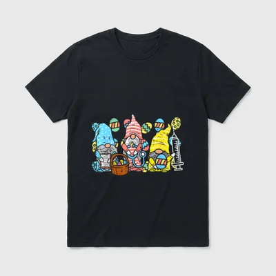 Nurse Gnomes Stethoscope Eggs Easter Scrub T-Shirt – Classic T-Shirt in Black