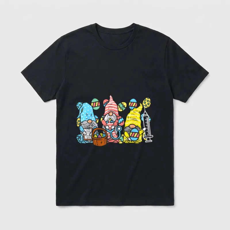 Nurse Gnomes Stethoscope Eggs Easter Scrub T-Shirt – Classic T-Shirt in Black
