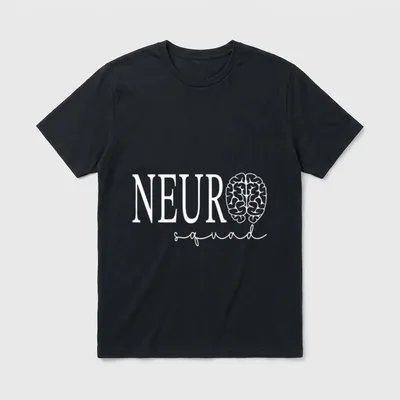 Neurology Intensive Care Unit Cute Nurse T-Shirt – “NEURO squad” lettering with brain graphic – Classic T-Shirt in Black