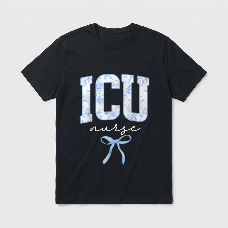 ICU Nurse Coquette Floral Intensive Care T-Shirt – Classic T-Shirt in Black