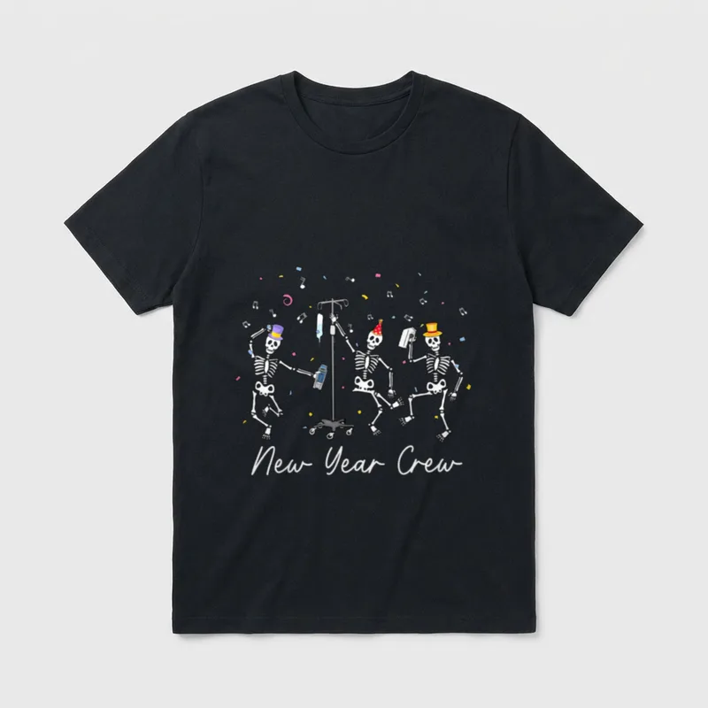 New Year Crew Skeleton Nurse ER T-Shirt – Classic T-Shirt in Black