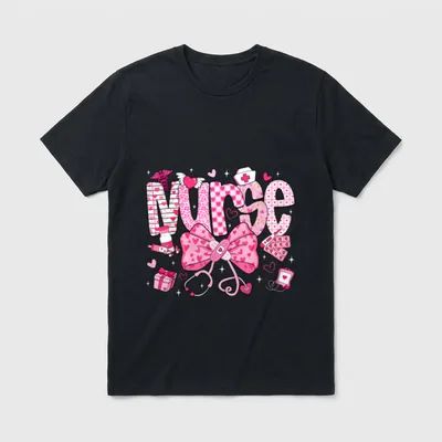 Nurse Valentine's Day Heart Stethoscope ER T-Shirt – Classic T-Shirt in Black