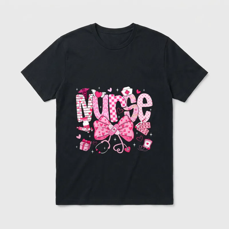 Nurse Valentine's Day Heart Stethoscope ER T-Shirt – Classic T-Shirt in Black