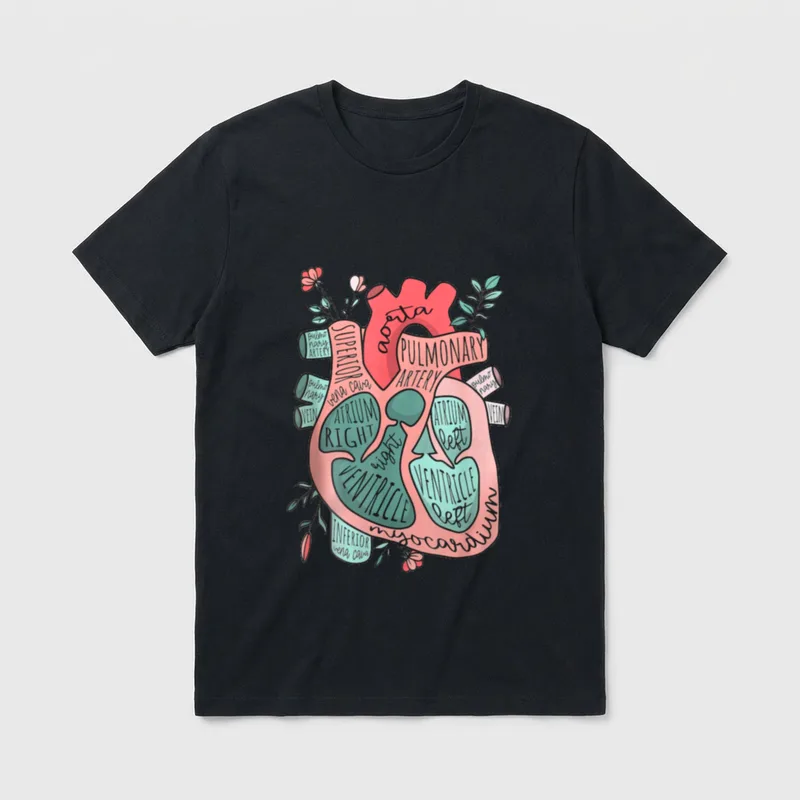 Anatomical Heart Cardiology ICU CVICU Nurse T-Shirt – Classic T-Shirt in Black