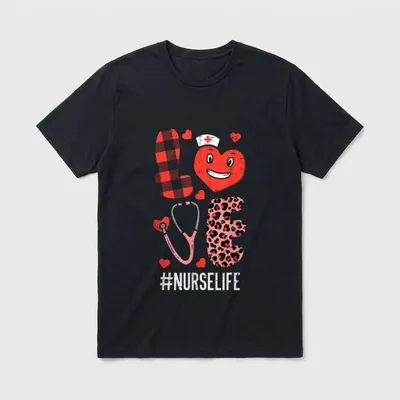 Love Nurse Valentines Day Scrub Valentine T-Shirt – Classic T-Shirt in Black