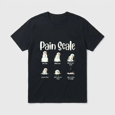 Pain Scale Snowman Medical Humor Nurses T-Shirt – Classic T-Shirt in Black