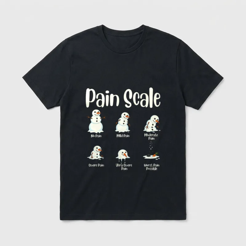 Pain Scale Snowman Medical Humor Nurses T-Shirt – Classic T-Shirt in Black