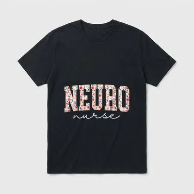 Floral Neuro Trauma ICU Nurse Neurology T-Shirt – Classic T-Shirt in Black