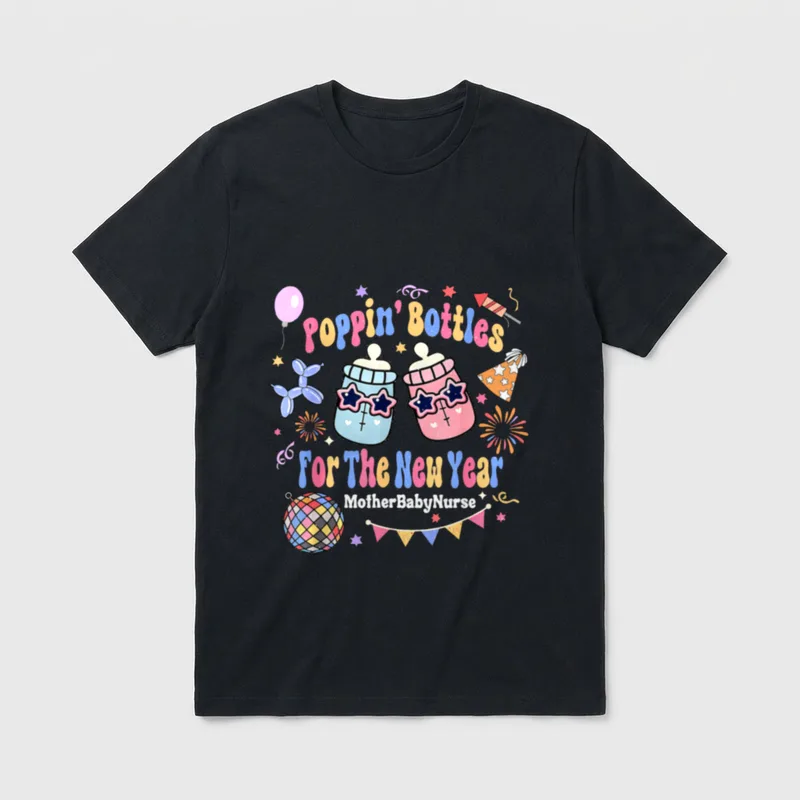 Mother Baby Nurse Neonatal ICU Poppin T-Shirt – Classic T-Shirt in Black
